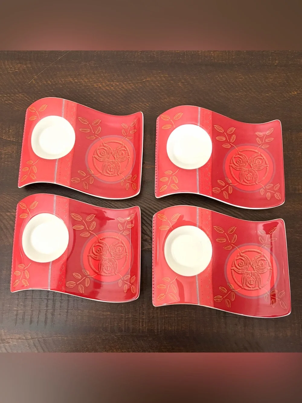 Villeroy & Boch New Wave Caffe Merah Espresso Set Service 4 Cups And Saucers